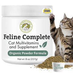 Wholistic Pet Organics Feline Complete, frasco, apoyo a la salud general del gato mediante un complemento diario