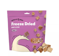 Wiggles & Wags Higado de res deshidratado crujiente, alto en proteína para perros activos.