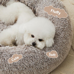 Cama donut WNPETHOME para gatos, felpa suave para reposo cómodo.