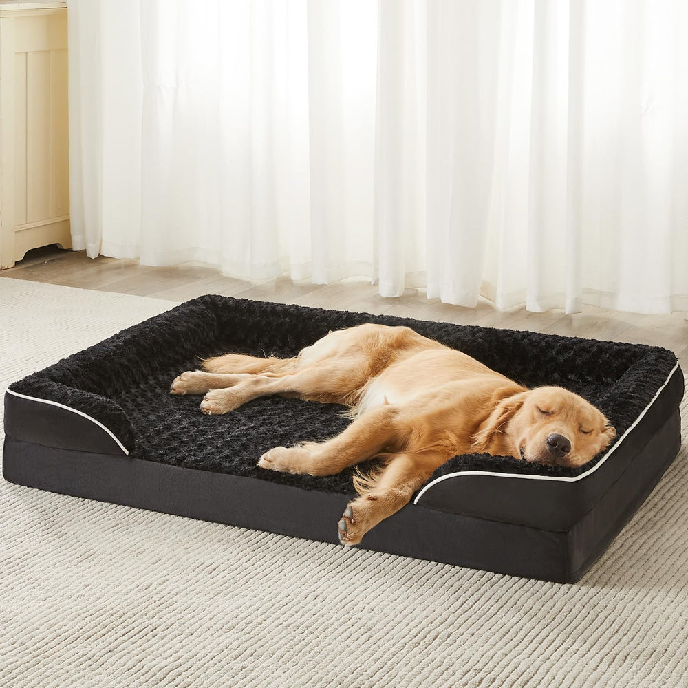 Cama para perros grandes WNPETHOME con diseño en C para mayor seguridad y descanso.