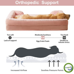 WNPETHOME cama ortopédica para perros grandes con espuma de alta densidad para soporte muscular.