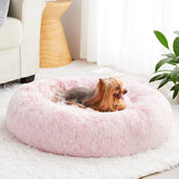 WNPETHOME cama perro redonda con pelo sintético suave para dormir cómodo