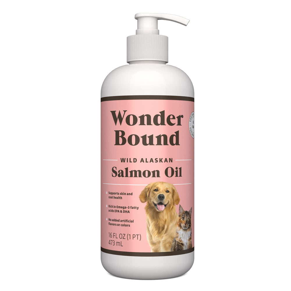 Wonder Bound Aceite de salmón Alaska botella: apoyo para la piel y el pelaje de tu mascota.