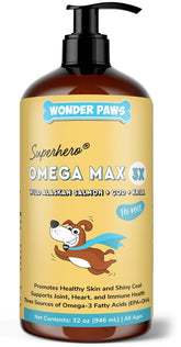 Wonder Paws Aceite de Pescado para perros, botella lista para medir, favorece pelaje suave y brillante