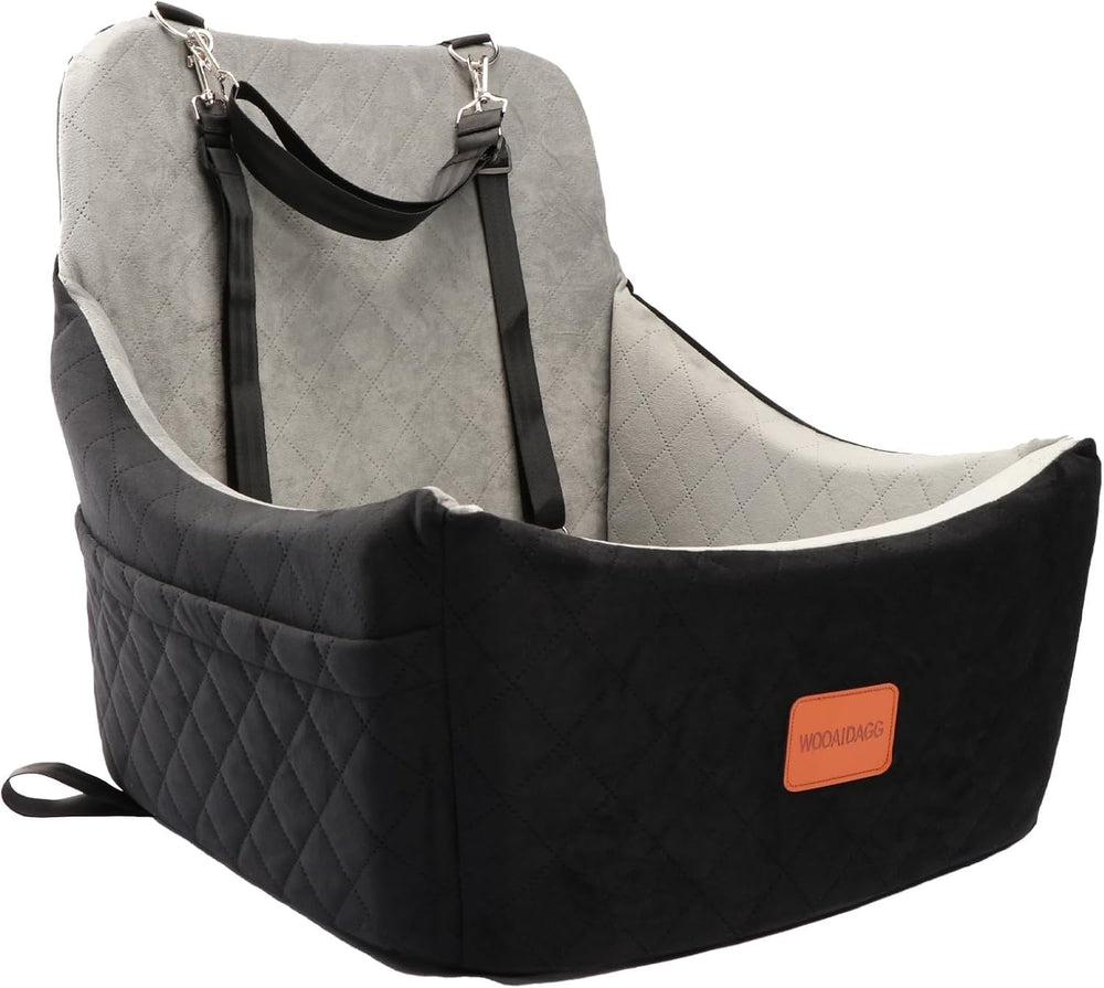 Wooaidagg: vista frontal del asiento para perro mediano, confort en cada viaje.