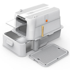 Wooaidagg caja para gato con diseño cerrado en acero inoxidable para mayor higiene.