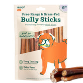Palitos de res WOOF de larga duración en empaque, ideal para masticar y mantener ocupado al perro
