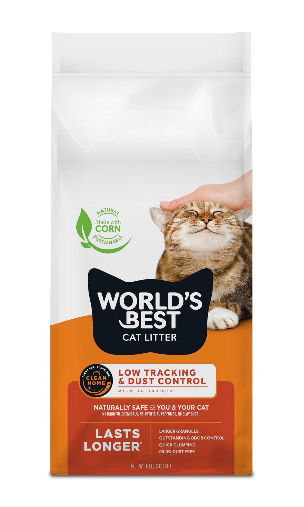 World's Best Cat Litter affichage emballage 8 livres pour démarrer rapidement le nettoyage