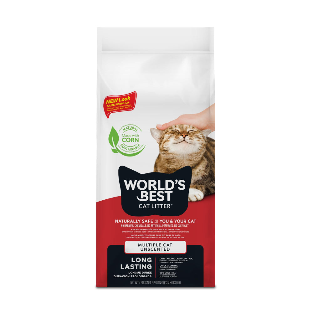 World's Best Cat Litter, bolsa de 14 libras: práctico almacenamiento y manejo.