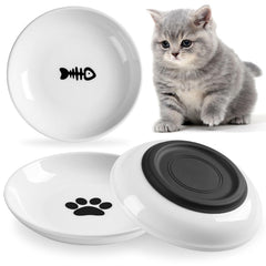 Plato de cerámica WROSWT para comida de gato, estable y silencioso.