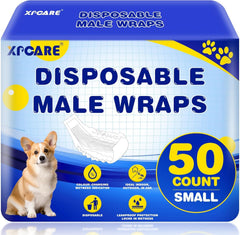 XPCARE pañales desechables para perros machos, empaque de 50 unidades