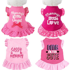 Vestido XPUDAC para perro rosa ángel, frente, ideal para fiestas y fotos.