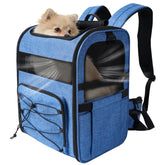 Mochila XUVIRA portaperros azul exterior, comodidad para paseos.