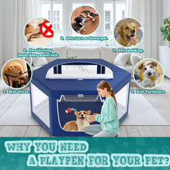 XVISHX corral con malla resistente para perros pequeños, uso interior y exterior.