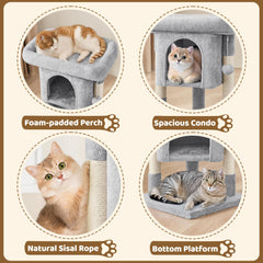 Yaheetech Árbol Gatos: reposo suave de plush para siestas cómodas.
