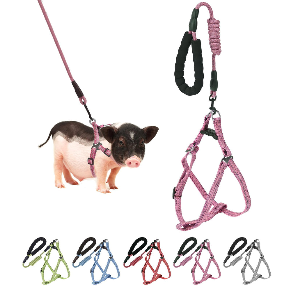 YeeBeny arnés mini cerdo rosa con ajuste cómodo para paseos.