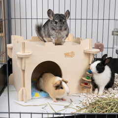 Interior de la casa YKD para chinchilla, espacio acogedor para dormir y esconderse