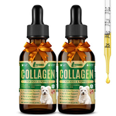 YOTANGO colágeno líquido para perros, frasco frontal, apoya articulaciones saludables para caminatas.