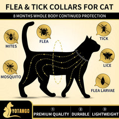 Collar antipulgas YOTANGO para gatos de 48 cm, ajuste cómodo.