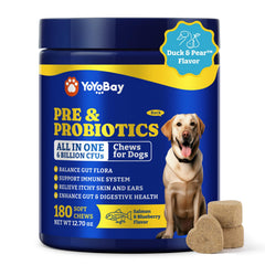 YoYoBay Probiotics para perros en bote, 180 bocadillos para digestión equilibrada