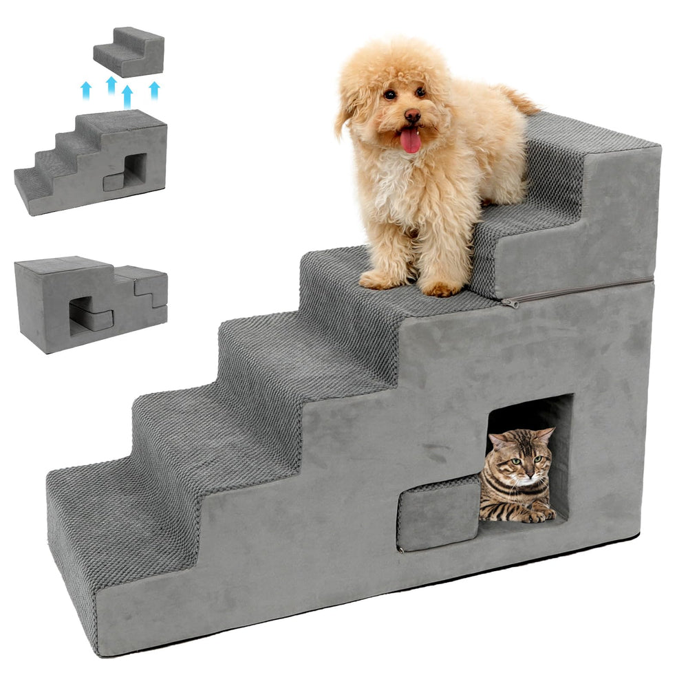 Escaleras Yu Yusing para perros pequeños, 27 pulgadas, 6 pasos para cama alta