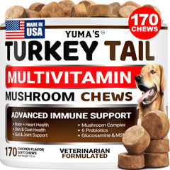YUMA'S Cola de Pavo para perros en botella, apoya la vitalidad diaria.