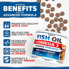 YUMA'S Omega-3 para perros: masticables de salmón, sabor agradable para la aceptación.