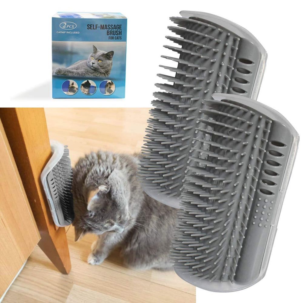 Cepillo Yuntop de auto-masaje en esquina para gatos con recogida de pelo