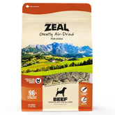 ZEAL res deshidratado al aire para perros en empaque práctico.