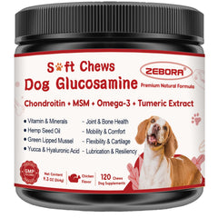 ZEBORA glucosamina para perros, frasco sellado, frescura garantizada