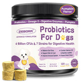 ZEBORA Probiotics para perros: envase con pastillas masticables liofilizadas.