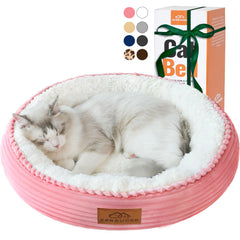 Cama Zerbuger para gatos, rosa y forma redonda, descanso cómodo.