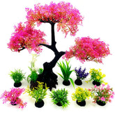 Zeromall árbol cerezo artificial para acuario con base cerámica estable y aspecto realista.