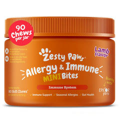 Zesty Paws Alivio de alergias para perros: bocadillos que apoyan la piel.