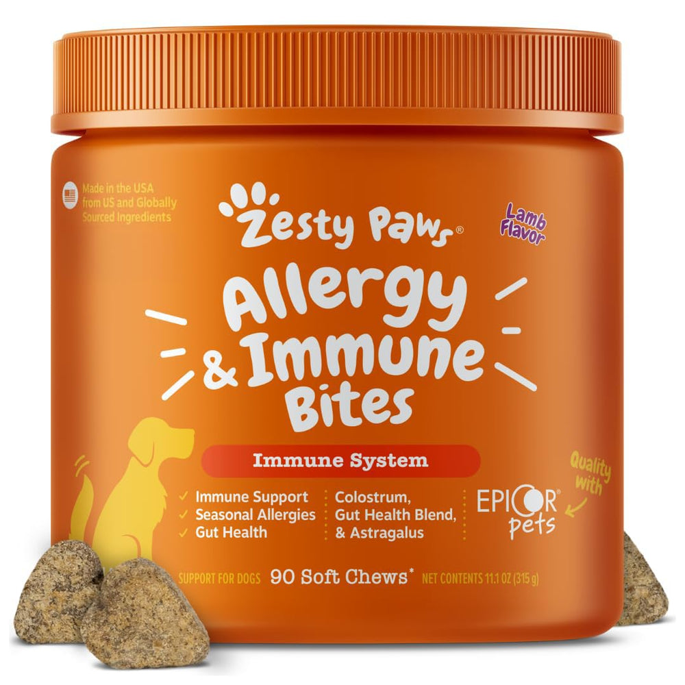 Zesty Paws Alivio de Alergias para Perros, gomitas de cordero para piel y oídos