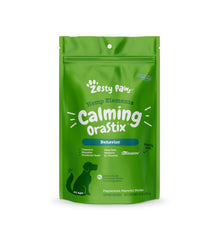 Zesty Paws OraStix calming sticks pack shot for nerves during fireworks