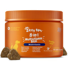 Zesty Paws: bote de multivitaminas para perro, soporte integral de salud diaria.