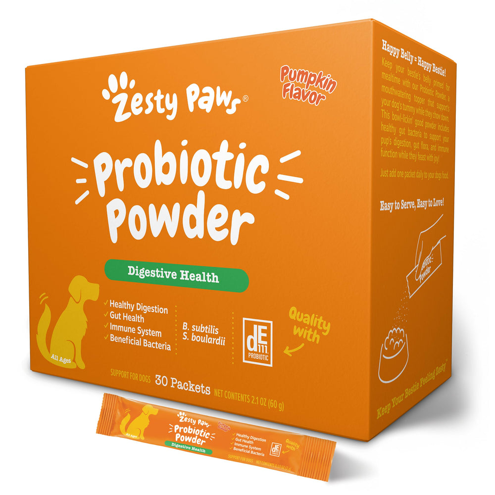 Zesty Paws Probioticos para perros – polvo digestivo que apoya la digestión