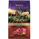 Empaque frontal de Zignature Ciervo, ideal para dieta de proteína única.