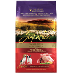 Zignature Lamb Bocaditos Pequeños de cordero, crocantes para perros pequeños.