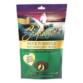 Golosinas Zignature pato blandas y húmedas para perros, empaque práctico para entrenamiento diario.