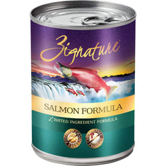 Zignature Fórmula de Salmón, lata de 13 oz, palatabilidad elevada para perros.