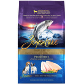 Zignature Trucha y Salmón, bocado pequeño ideal para perros pequeños, fácil de masticar.