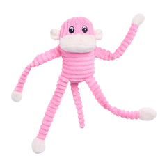 ZippyPaws Crinkle Monkey rosa, peluche interactivo para perros pequeños que anima el juego