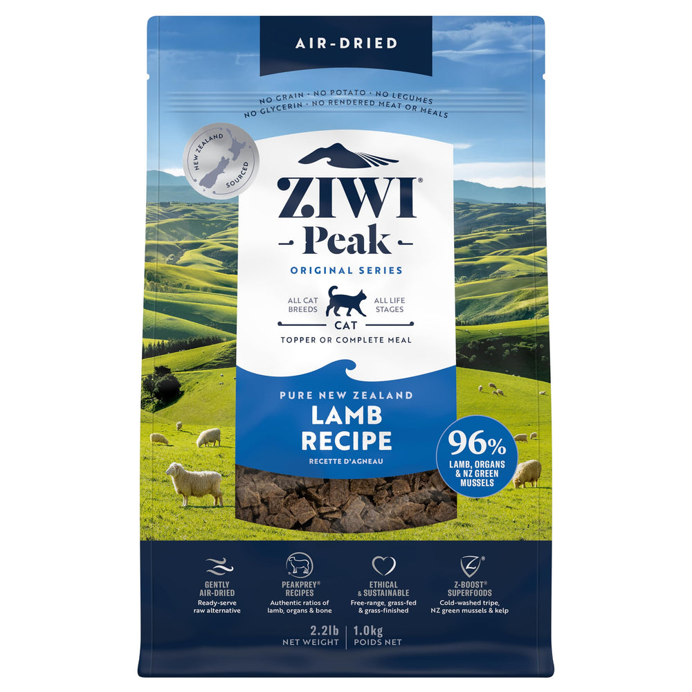 ZIWI Cordero sécado al aire: alimento premium con alto contenido proteico para gatos.