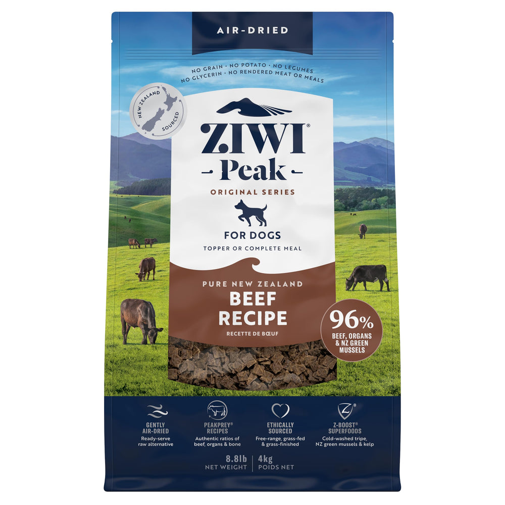 ZIWI Peak carne de res sin granos, alimento completo para perros jóvenes.
