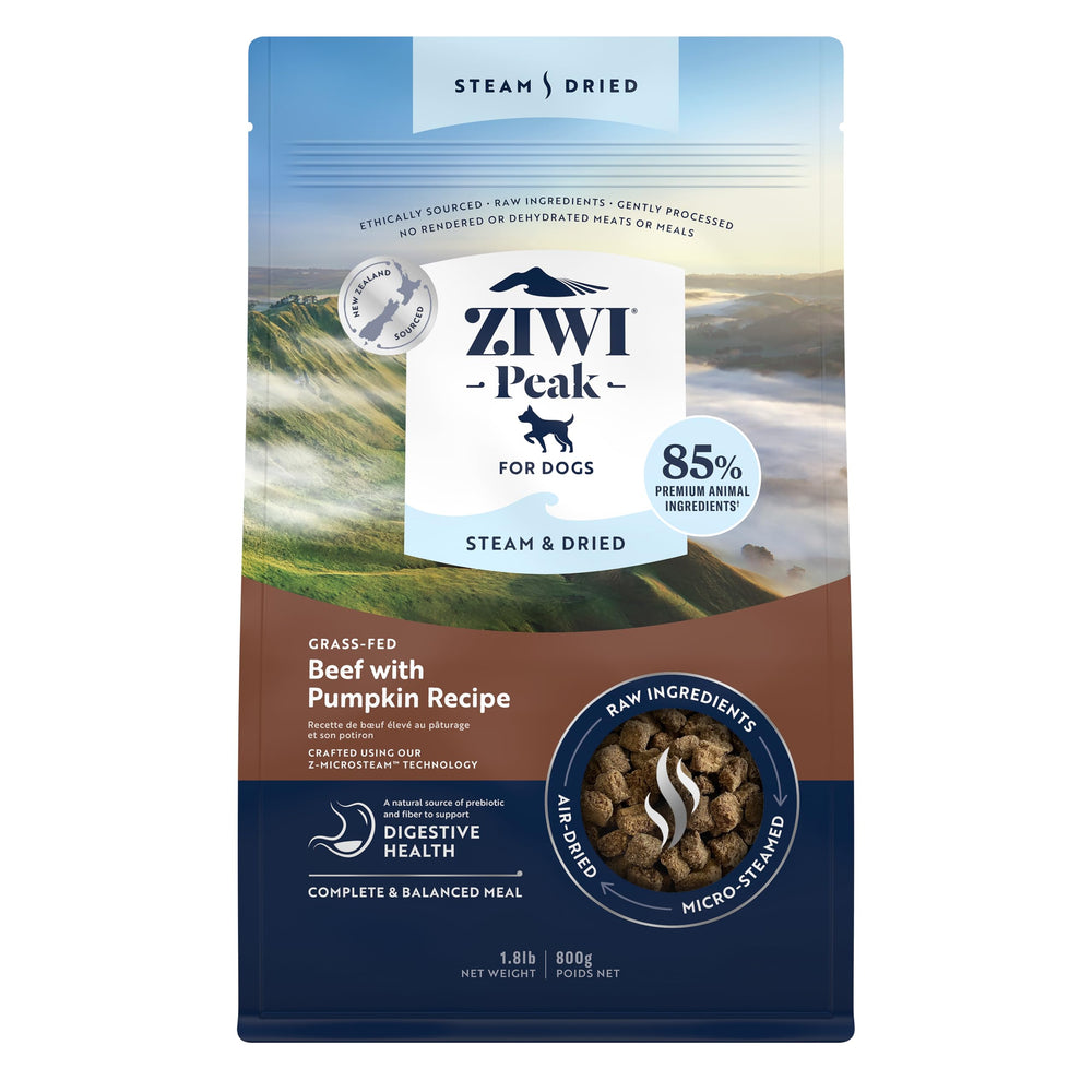 ZIWI Peak Steam & Dried, bolsa de alimento para perros, proteína única y sabor apetitoso.