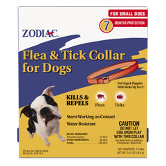 Zodiac collar antipulgas para perros pequeños, vista frontal, control duradero de pulgas y garrapatas