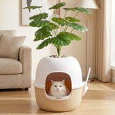 ZOMISIA caja oculta para gatos con florero artificial, privacidad y control de olores.