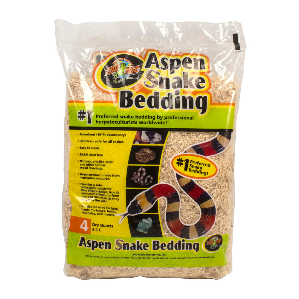 Zoo Med Cama para serpientes Aspen 4cuartos: solución absorbente y limpiable.